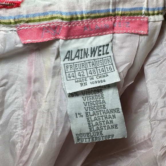 🌻 AW Alain Weiz Pink Stripe Maxi Layered Flare Hem Skirt Asymmetrical US size 14 - Picture 4 of 6